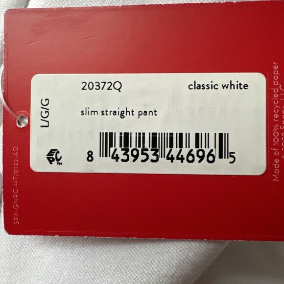 Spanx Women’s The Perfect Slim Straight Pull On Pant White Stretch Size L P NEW - Picture 16 of 16